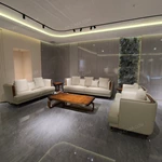 Light Beige Leather Sofa Set with Diamond Quilted Craftsmanship, Natural Wood Veneer & Gold-Tipped Stainless Steel Wooden Legs